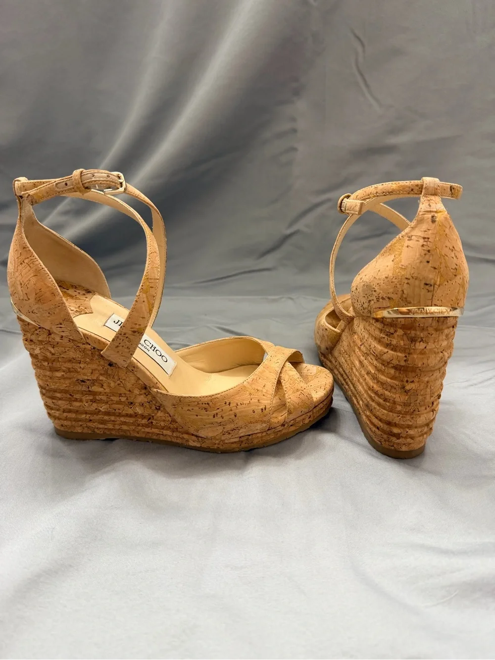 Jimmy Choo cork platform wedge sandals